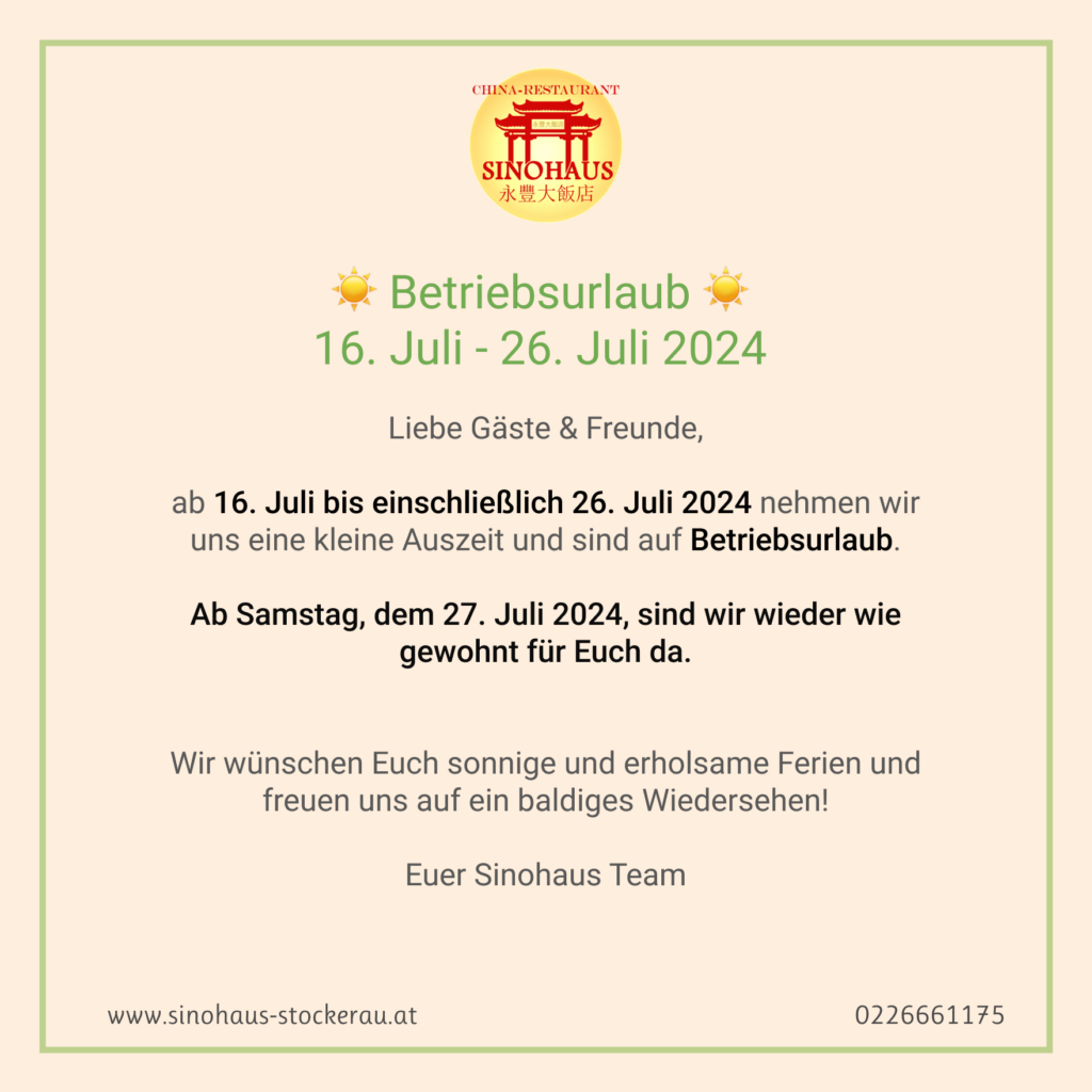 Betriebsurlaub 2024
16.Juli bis 26.Juli 2024